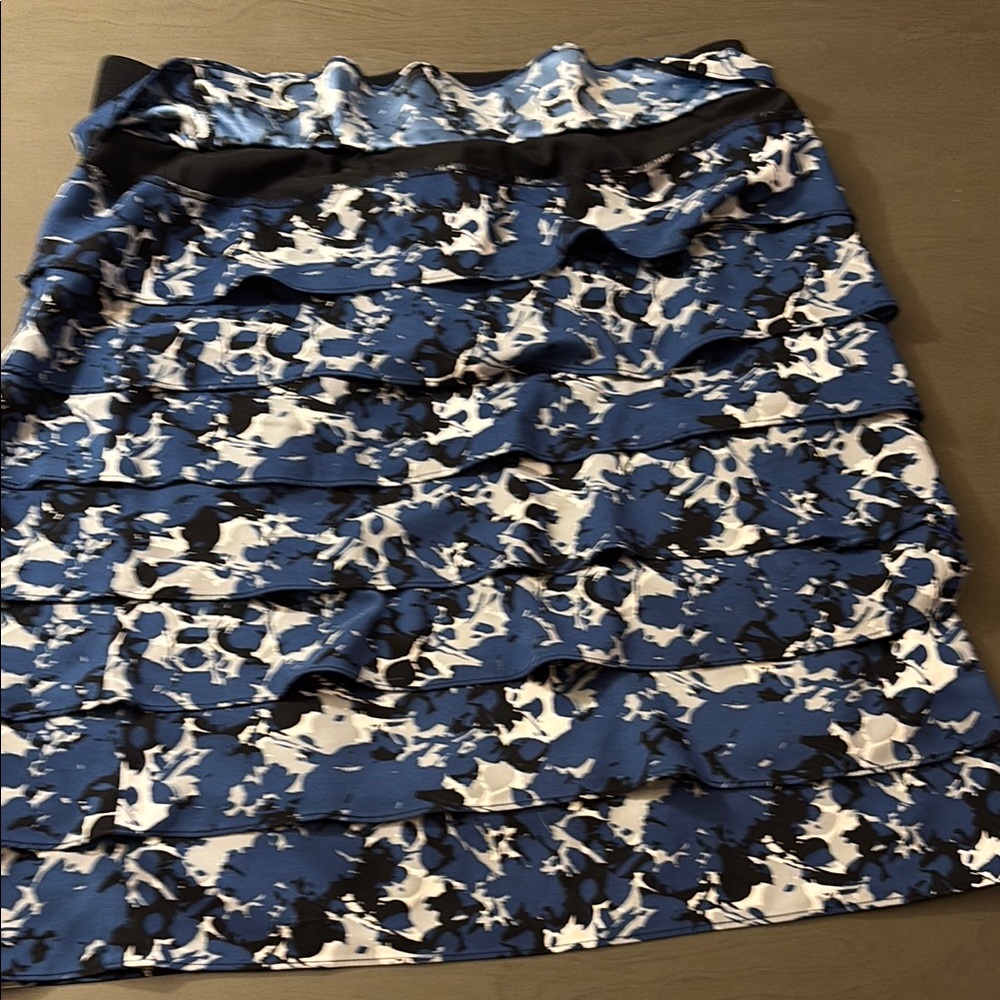 Alfani Blue and White Ruffled Pencil Skirt